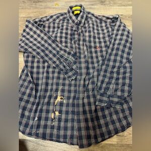 Vintage Duck Head Button Down Shirt Mens Plaid Long‎ Sleeve XXL Y2K Stained Spot